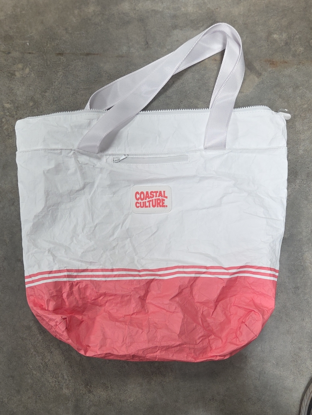 Coastal Culture White and Coral Tote Bag
